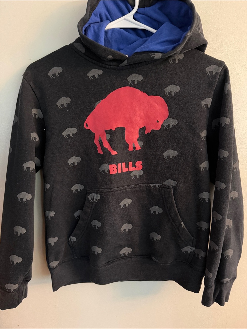 Mitchell & Ness Black Kids Hoodie with Red Buffalo Logo